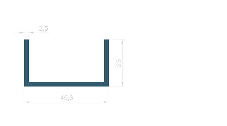 FV Hliníkový U profil 45,3x25x2,5