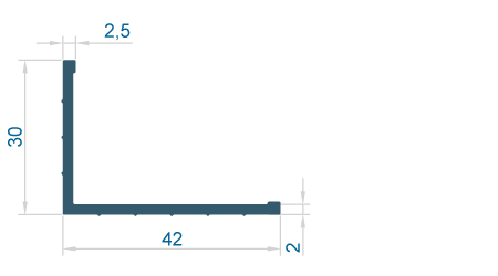Hliníkový L profil 42X30X2 ROH.