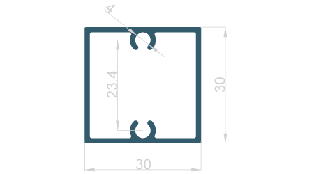 Jekl 30x30x1,3 s drážkou pro šrouby